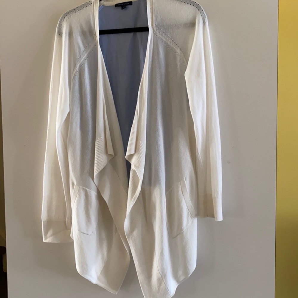 Tommy Hilfiger waterfall white front cardigan with light blue fabric back